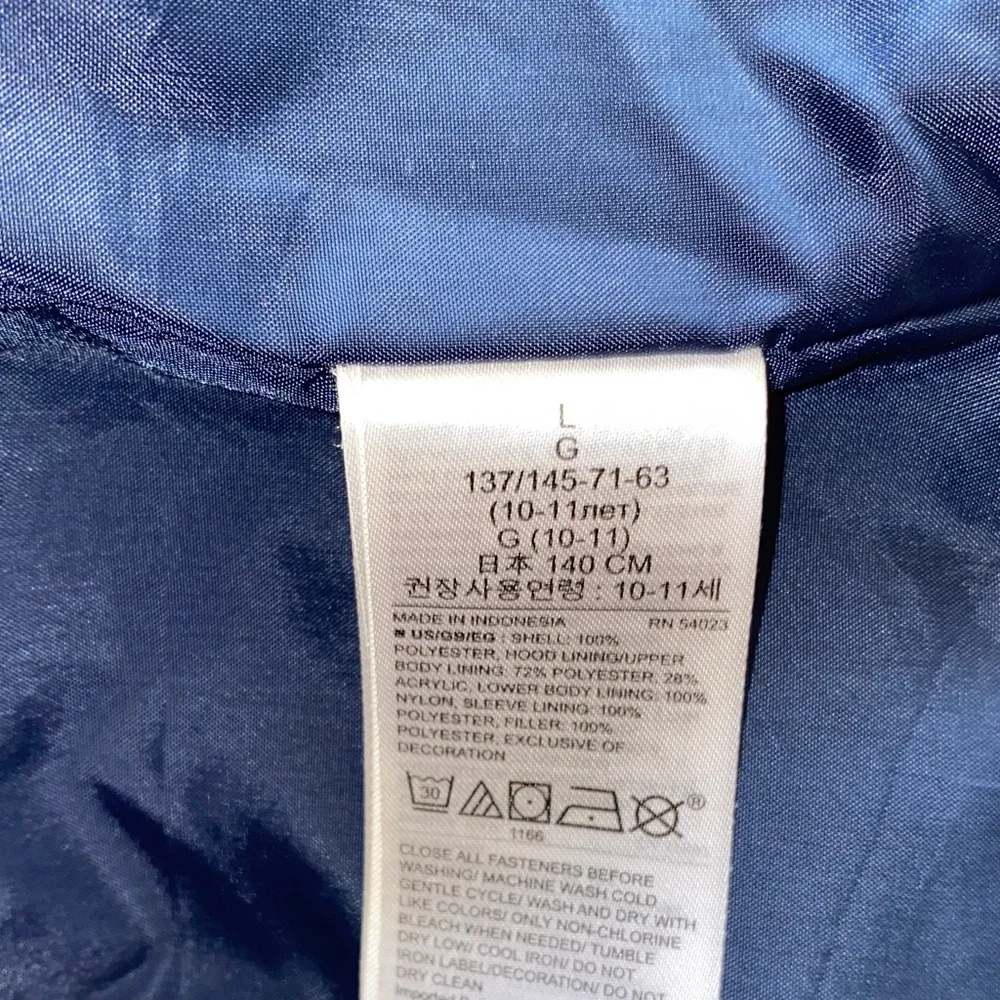 GAP Kids Navy & Green Plaid Fleece-lined Puffer Jacket. Size Large